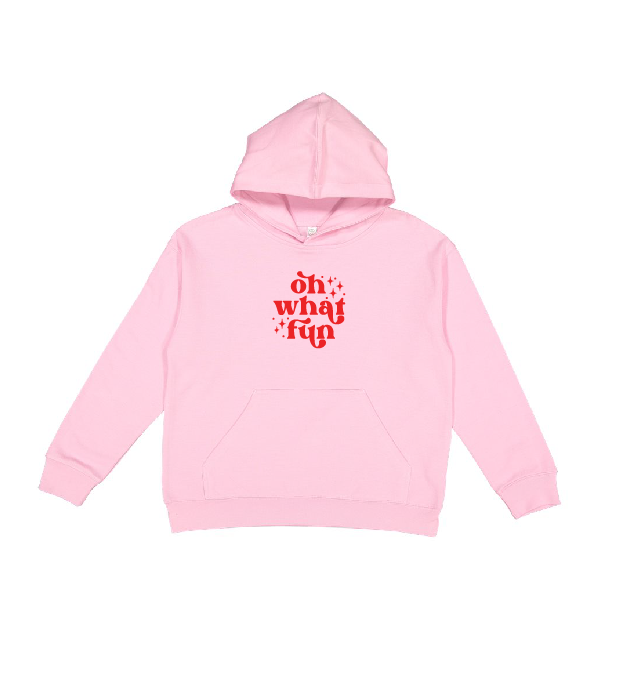 Oh What Fun Kids Embroidered Crewneck and Hooded Sweatshirt
