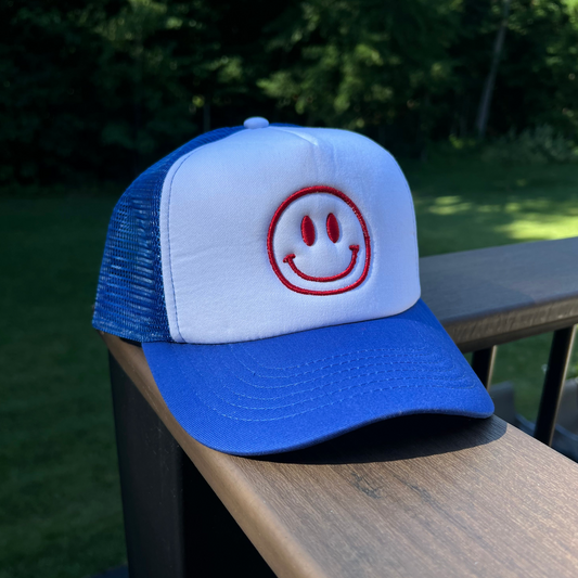 Smiley Face Puff Embroidered Hat