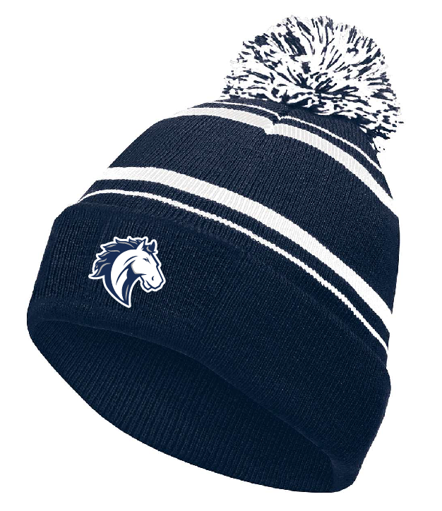 NBE Embroidered Pom Beanie