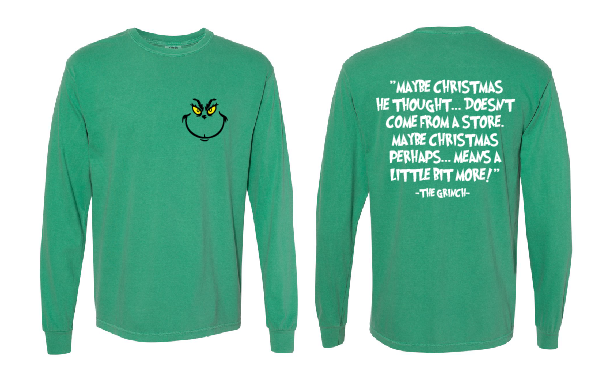 NEW The Grinch Youth & Adult Embroidered and Printed Shirt