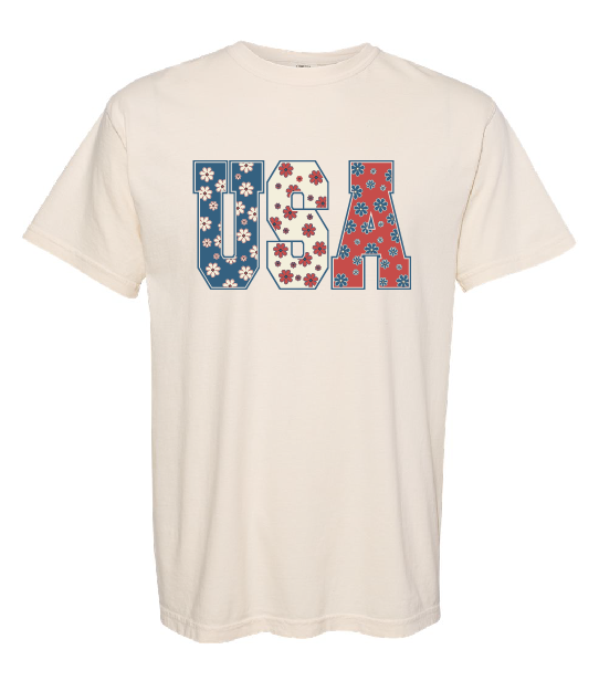 USA Flowers Short Sleeve Shirt