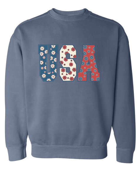 USA Flowers Adult Crewneck Sweatshirt