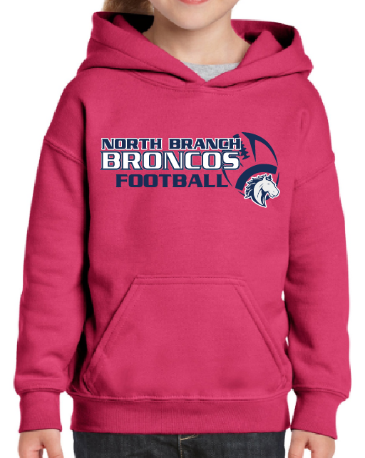 NB Youth Football Youth Pink Gildan Hooded Sweatshirt