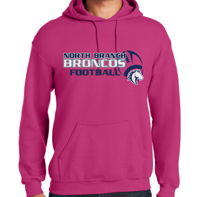 NB Youth Football Adult Pink Gildan Hooded Sweatshirt