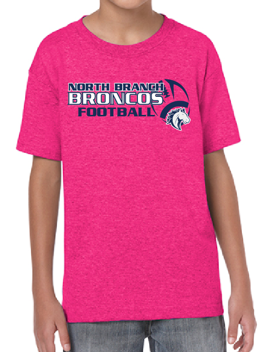 NB Youth Football Pink Youth Gildan Short Sleeve