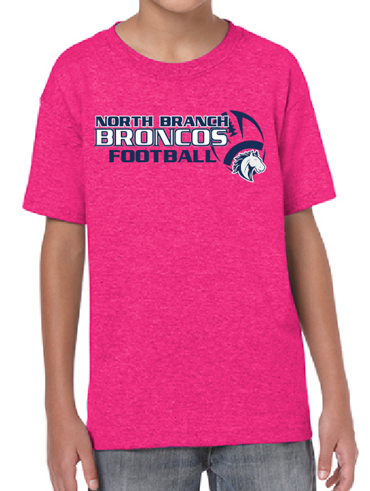 NB Youth Football Pink Youth Gildan Short Sleeve