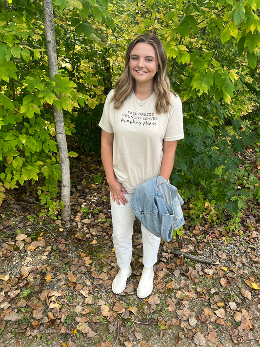 Fall Breeze Crispy Leaves Pumpkins Please Short Sleeve Shirt