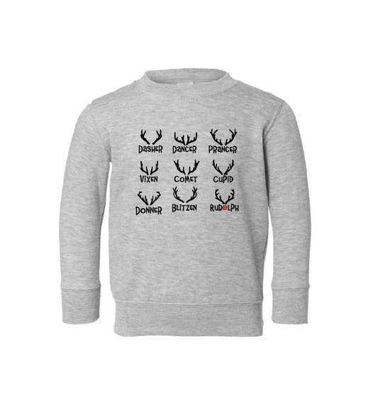 Reindeer Kids Crewneck and Hooded Sweatshirt