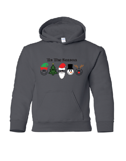 Tis the Season Smiley Face Kids Hooded Sweatshirt